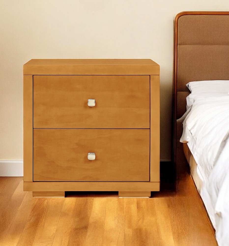 19" White Solid and Manufactured Wood Two Drawer Nightstand