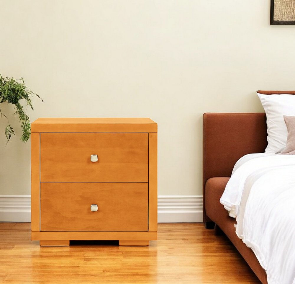 19" White Solid and Manufactured Wood Two Drawer Nightstand