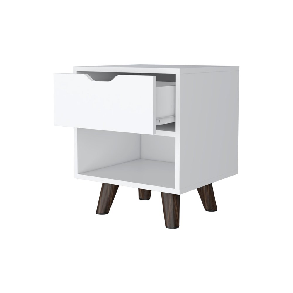 19" White Wood One Drawer Nightstand