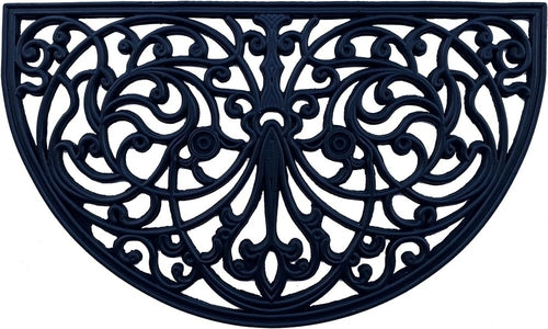 18" X 30" Black Rubber Scrollwork Welcome Outdoor Semi Circle Door Mat