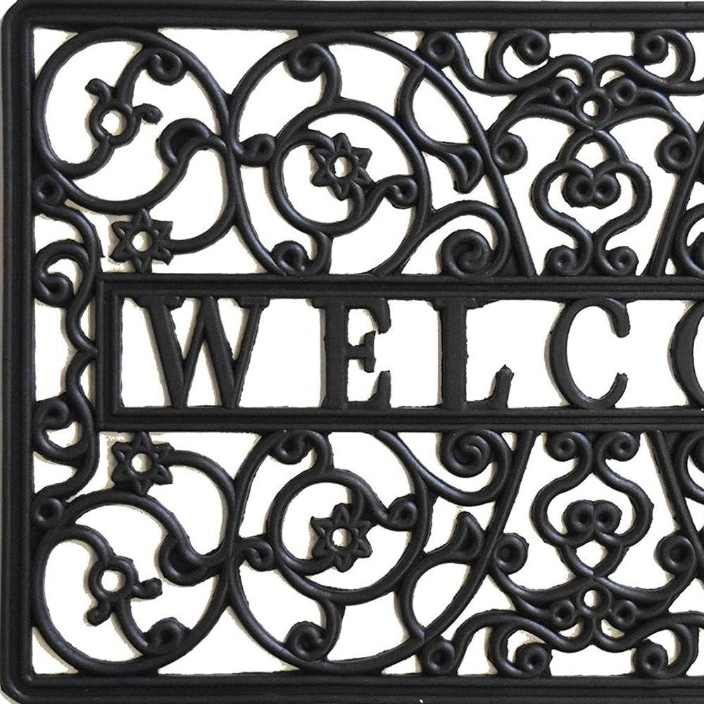18" X 30" Black Rubber Scrollwork Welcome Outdoor Door Mat