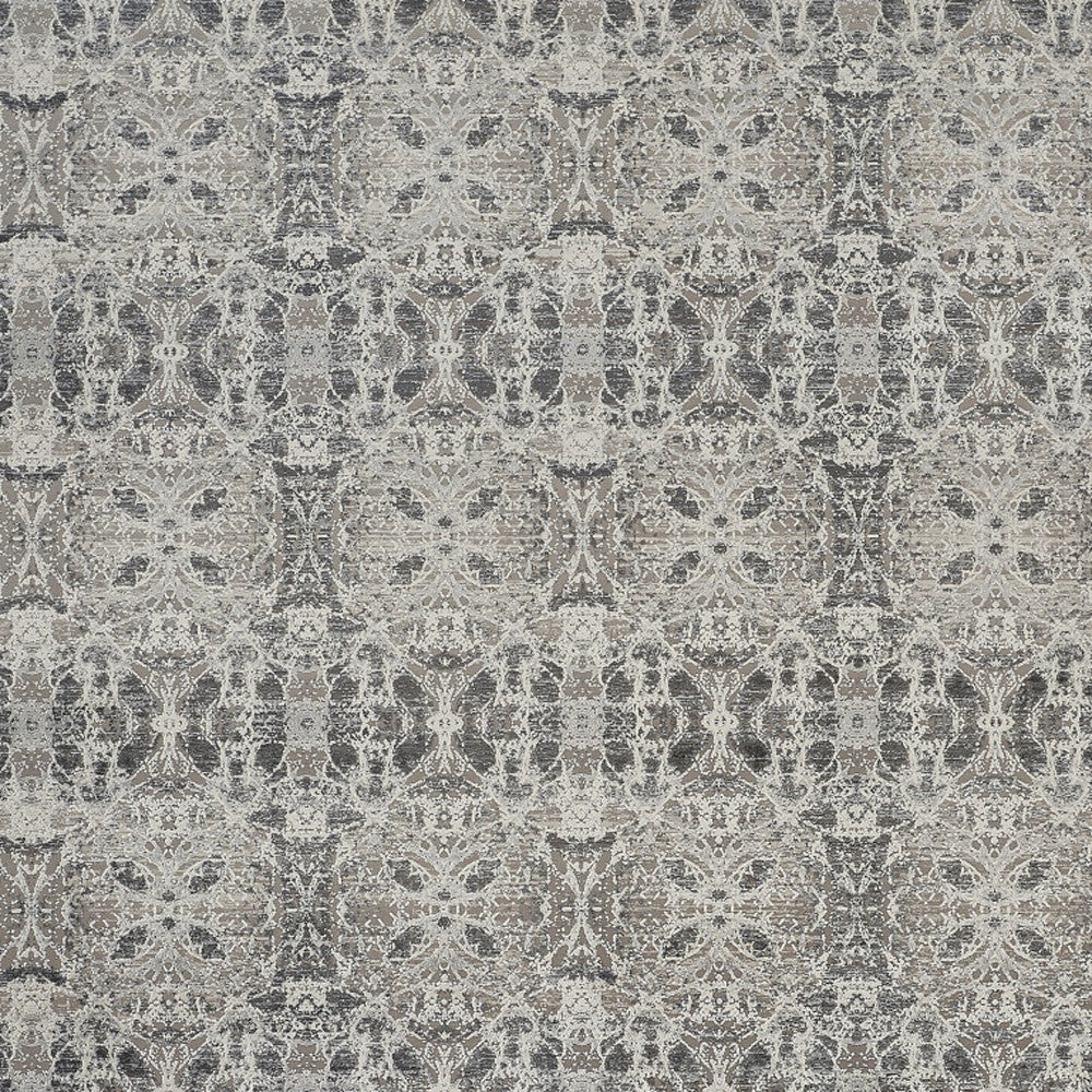 3' X 5' Ivory Taupe and Gray Oriental Power Loom Area Rug With Fringe