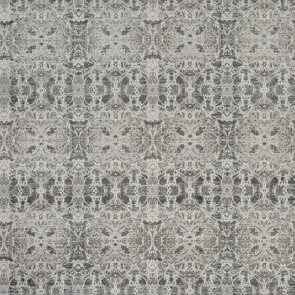 3' X 5' Ivory Taupe and Gray Oriental Power Loom Area Rug With Fringe