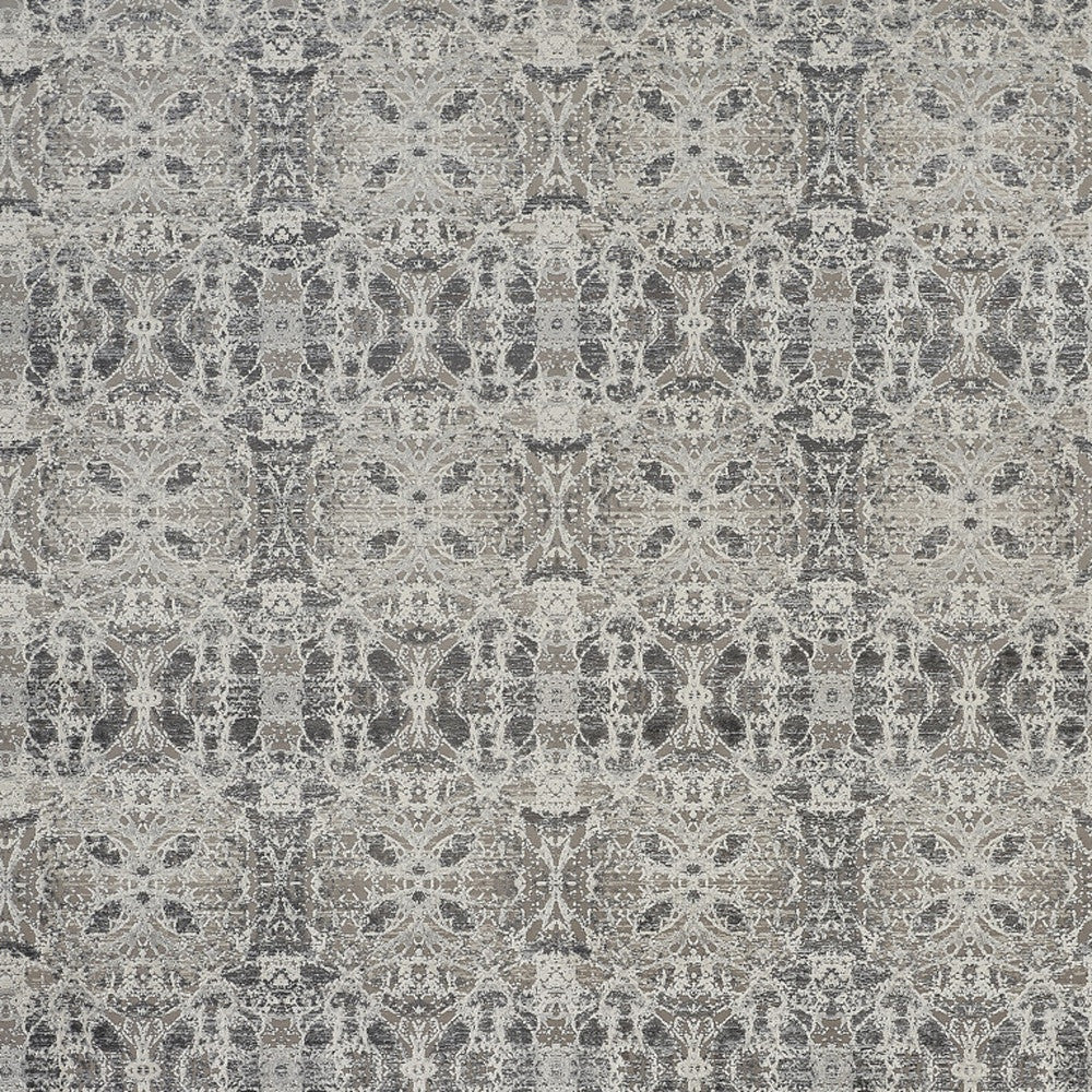 3' X 5' Ivory Taupe and Gray Oriental Power Loom Area Rug With Fringe