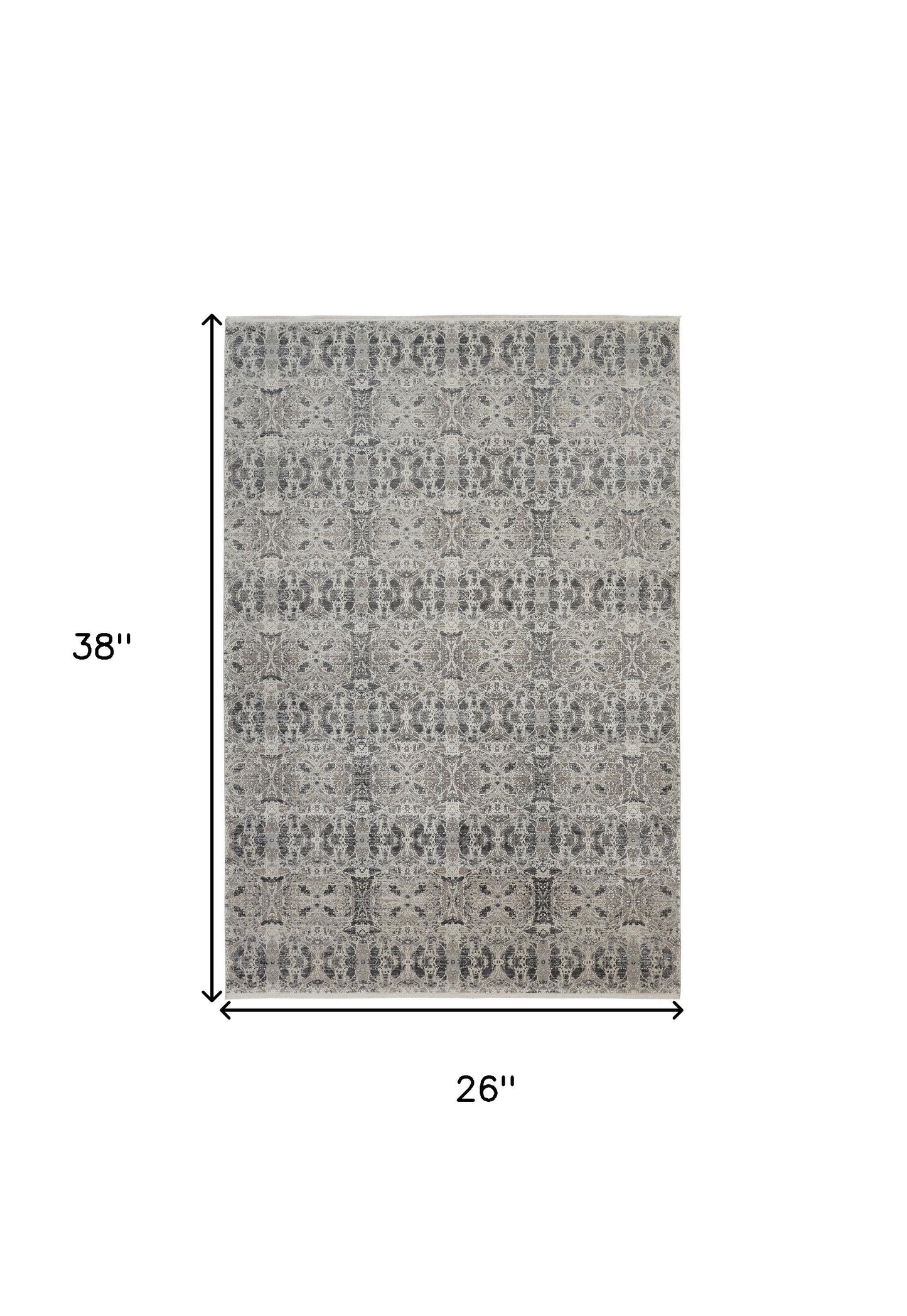 3' X 5' Ivory Taupe and Gray Oriental Power Loom Area Rug With Fringe