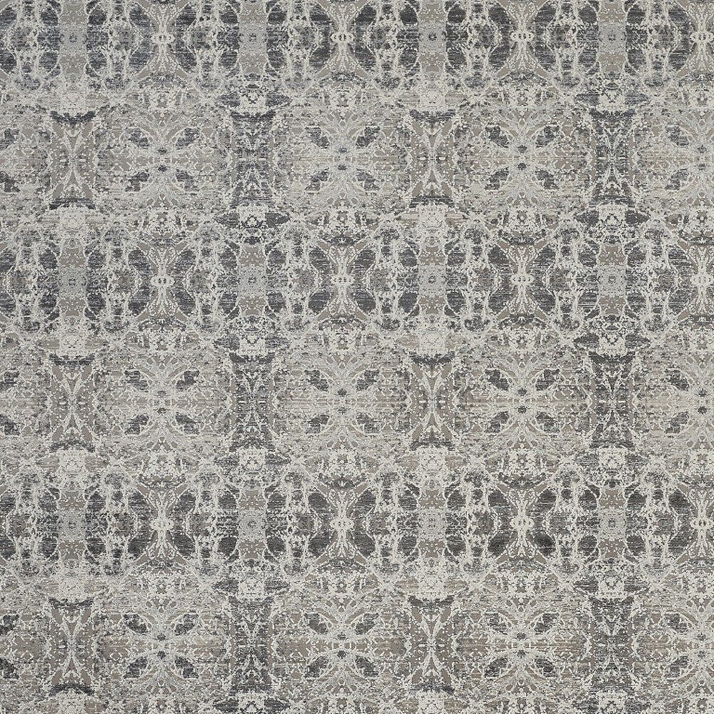 3' X 5' Ivory Taupe and Gray Oriental Power Loom Area Rug With Fringe