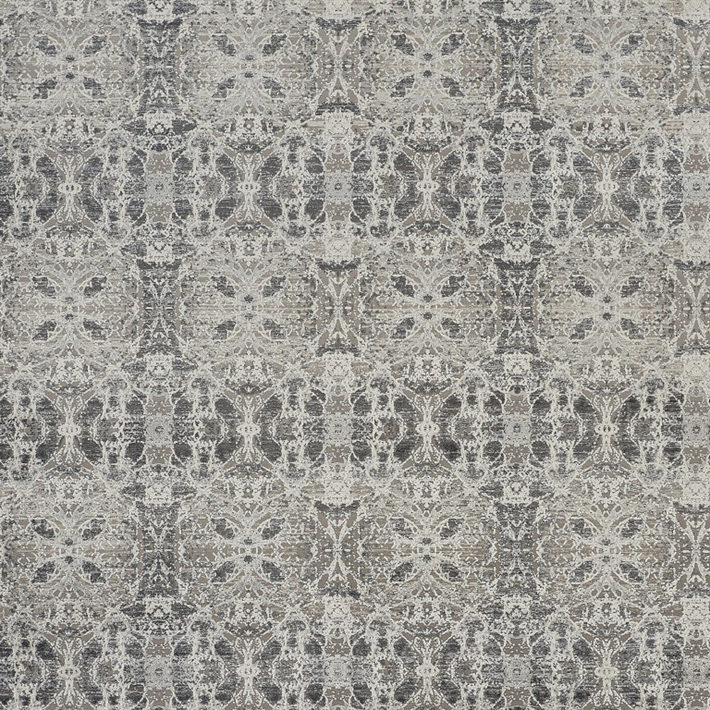 3' X 5' Ivory Taupe and Gray Oriental Power Loom Area Rug With Fringe