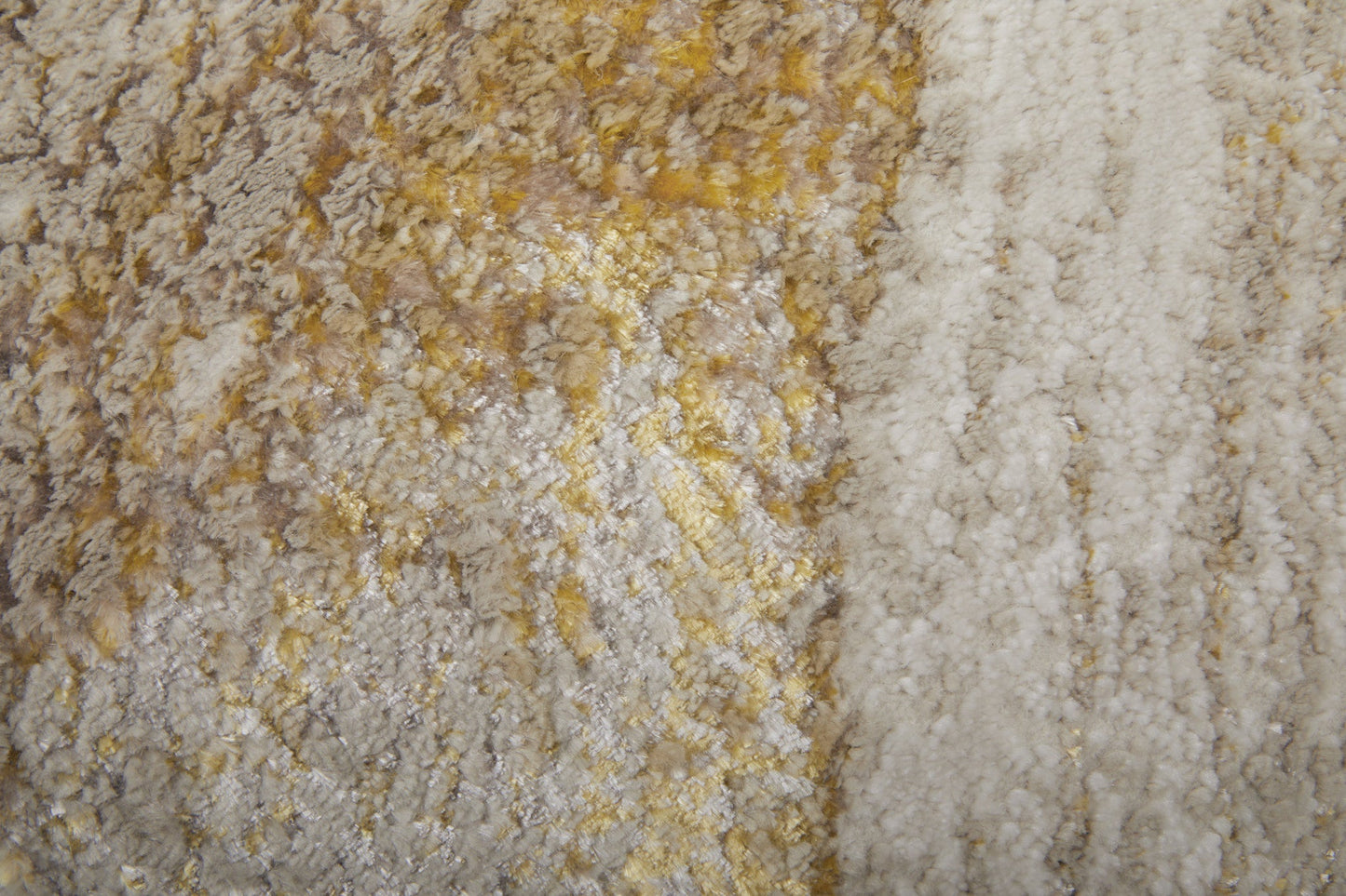 8' X 10' Ivory Brown and Gold Abstract Power Loom Area Rug