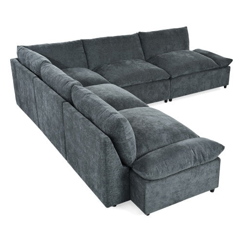 LuneluX_Home – 115.5" Modular Deep Gray Sectional Sofa with Storage &
