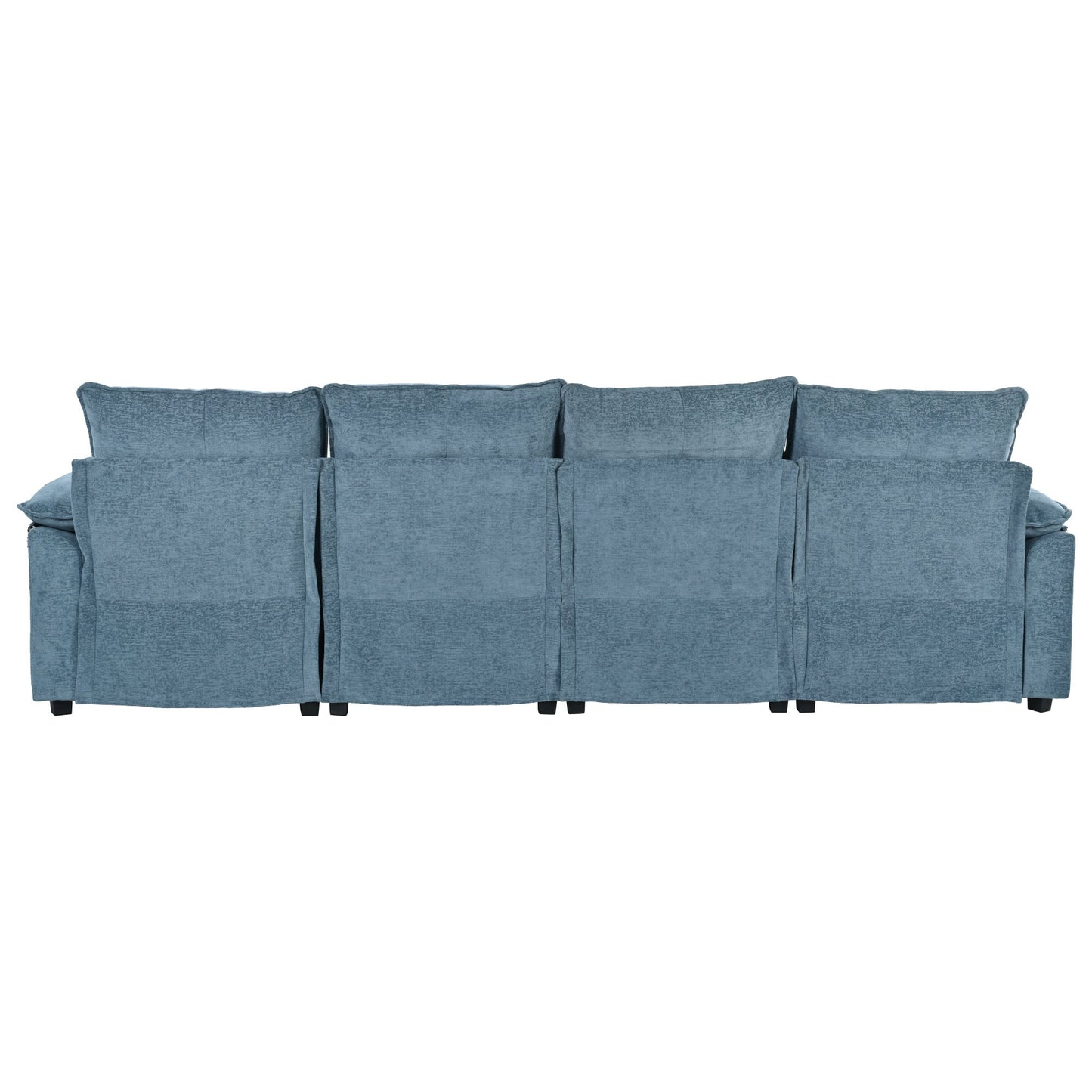 U-Shaped Chenille Sectional Sofa with Adjustable Armrest Pillows -