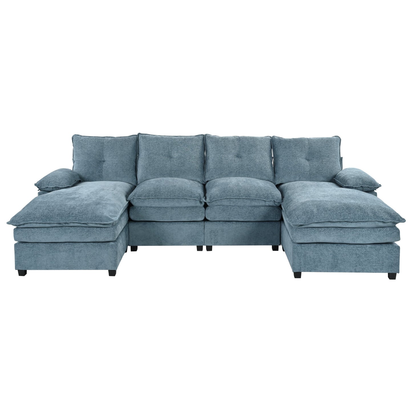 U-Shaped Chenille Sectional Sofa with Adjustable Armrest Pillows -